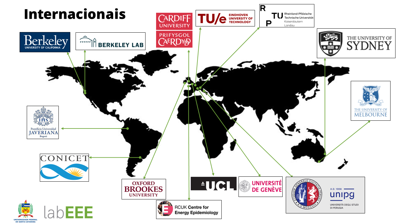 Imagem do mapa mundi com logos das parcerias